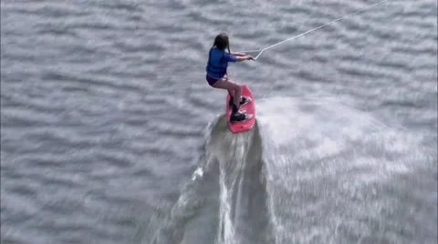 Arizona River Wake Boarding Stock Footage 40674598