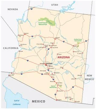 Arizona road map Stock Illustration