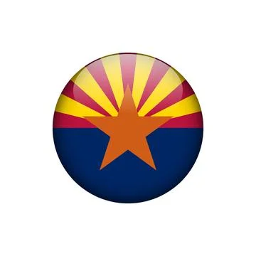 Arizona Round Circle Button Flag of the US States Vector Template Illustrazione stock