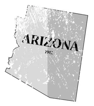Arizona State and Date Map Grunged Stock Illustration