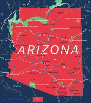 Arizona state detailed editable map Stock Illustration