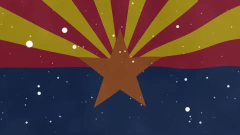 Arizona State Flag Animation with Falling Stars and Particles Background Loop Stock Footage 342500396
