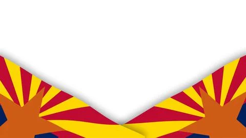 Arizona State Flag Border Template with Red and Yellow Sunburst Rays and Co.. Stock Illustration
