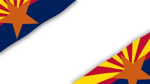 Arizona State Flag Diagonal Corner Border Template with White Copy Space Ba.. Stock Illustration