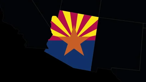 Arizona state flag United States map out... | Stock Video | Pond5