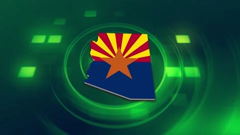 Arizona State Map and Flag Background Stock Footage 344647657