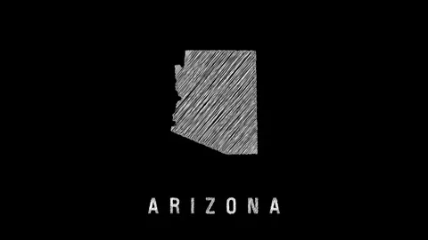 Arizona state map appearing with scribble effect on black background Stock Footage 318591791