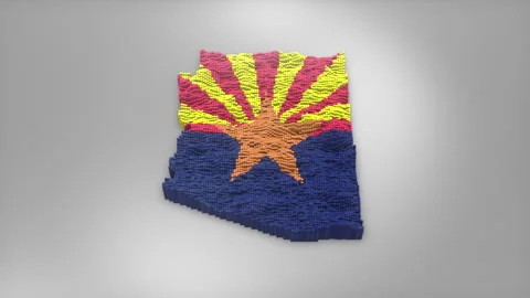 Arizona State Map with Flag Intro Background Stock Footage 315165348