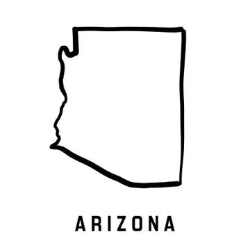 Arizona state map outline - smooth simplified US state shape map vector. Ilustração Stock