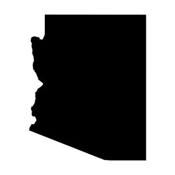Arizona, state of USA - solid black silhouette map of country area. Simple flat Stock Illustration