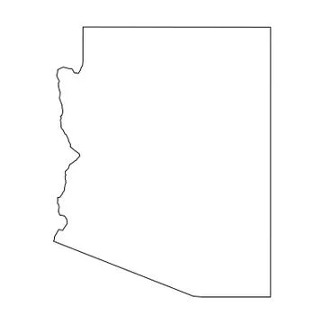 Arizona, state of USA - solid black outline map of country area. Simple flat Ilustração Stock