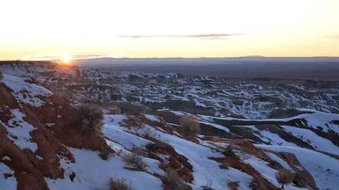 Arizona Sunset in Winter near Painted Desert Flagstaff Stock Footage