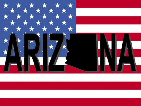 Arizona text with map Stock Illustration