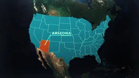 Arizona US State Satellite Map Animation V2 Stock Footage 307777137
