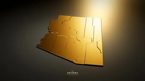 Arizona USA 3D state map in gold style Stockbeeldmateriaal 341171834