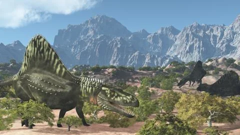Arizonasaurus Prehistoric Scene Stock Illustration