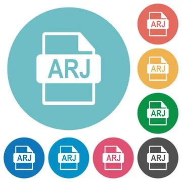 ARJ file format flat round icons Stock Illustration