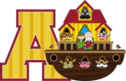 A is for Ark Alphabet Learning Illustration 스톡 일러스트