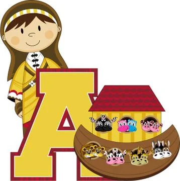 A is for Ark Biblical Alphabet Learning Illustration Illustrazione stock