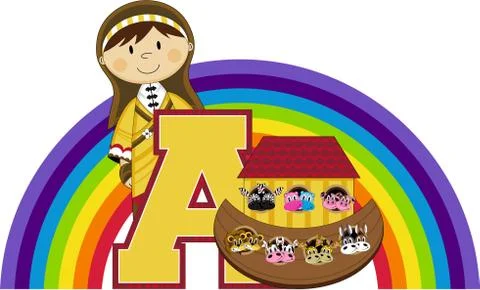 A is for Ark Biblical Alphabet Learning Illustration Stock-Illustration