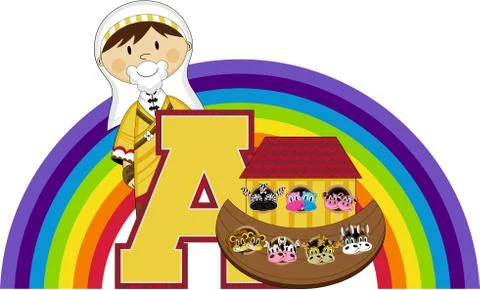 A is for Ark Biblical Alphabet Learning Illustration Stockillustratie