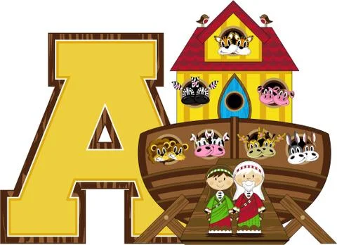 A is for Ark Biblical Alphabet Learning Illustration Stock-Illustration