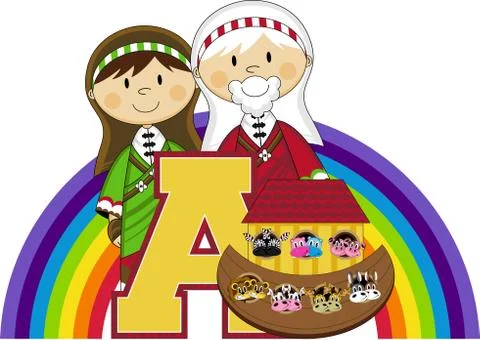 A is for Ark Biblical Alphabet Learning Illustration Stock-Illustration