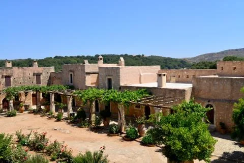 Arkadi Monastery courtyard Stock Photos