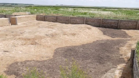 Arkaim. Ruins of an ancient settlement Stock Footage 80979631