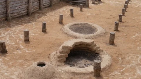 Arkaim. Ruins of an ancient settlement Stock Footage 80979633