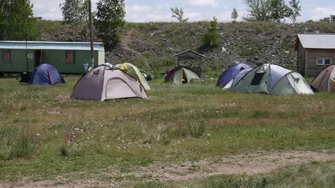 Arkaim. Tourist camp Stock Footage 80979629