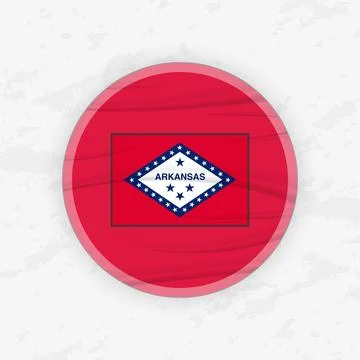 Arkansan Flag in a Circular Emblem Design, Abstract Round Sticker Illustratio Stock Illustration