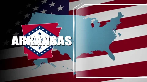 Arkansas Countered Flag and Information Panel Stock Footage 66769401