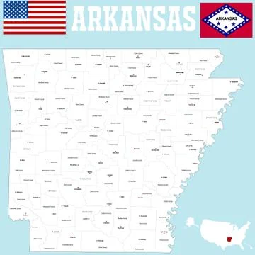 Arkansas county map Illustrazione stock