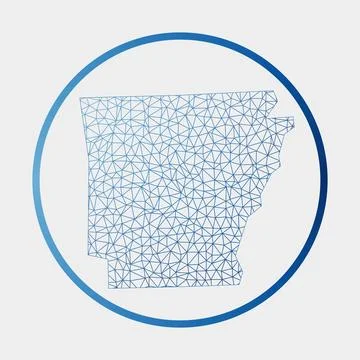 Arkansas icon. Network map of the us state. Round Arkansas sign with gradie.. イラスト素材