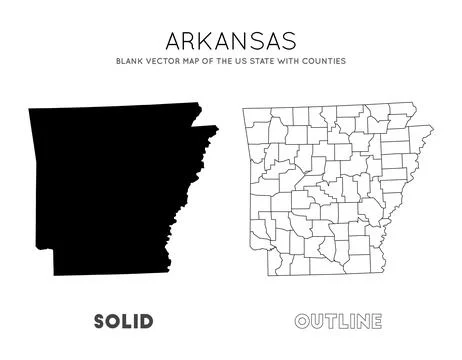 Arkansas map. Blank vector map of the Us State with counties. Borders of Ar.. Foto stock