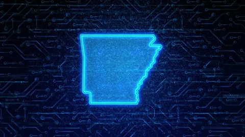 Arkansas Map Digital Technology Opener Stock Footage 335475541