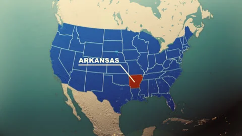 Arkansas Map Highlight USA 3D Political Globe Animation Stock Footage 313294496