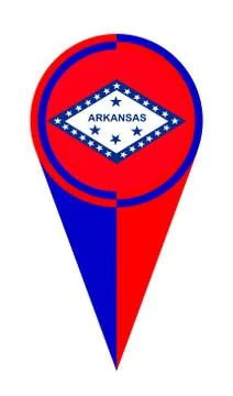 Arkansas Map Pointer Location Flag Illustrazione stock