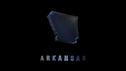 Arkansas map silhouette with glossy metallic glow Stock Footage 312111553