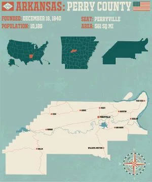 Arkansas: Perry county map Stock Illustration