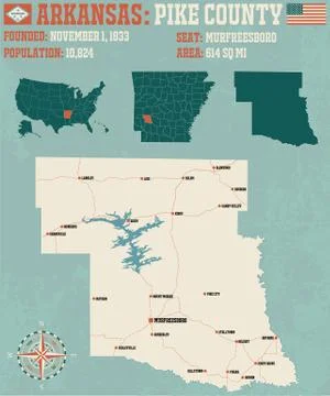 Arkansas: Pike county map Stock Illustration
