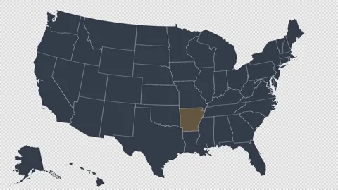 Arkansas Pulsing on US Election Map Animation Seamless Loop Alpha Channel 4K 스톡 동영상 341309209