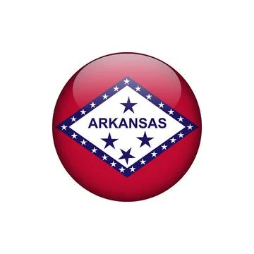 Arkansas Round Circle Button Flag of the US States Vector Template Stock Illustration