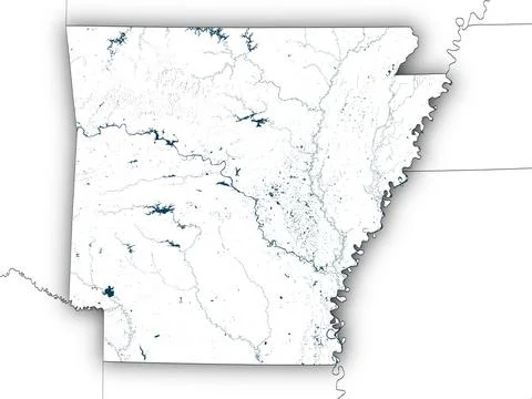 Arkansas shape with state borders, white map 스톡 일러스트