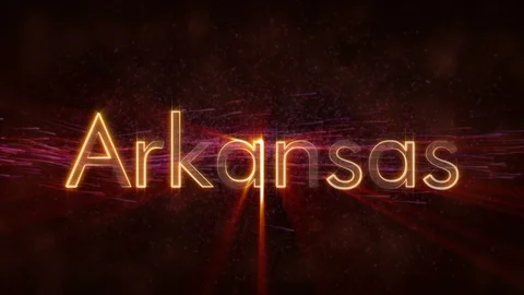Arkansas - Shiny looping state name text animation Stock Footage 99572979