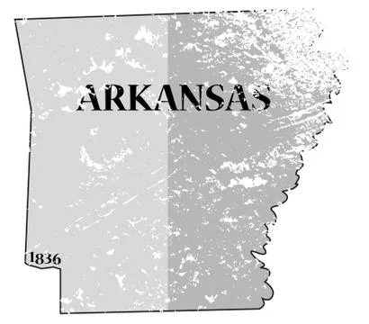 Arkansas State and Date Map Grunged Stock Illustration
