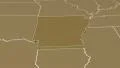 Arkansas state extruded on the elevation map of the USA isolated on black 4k or 4k+ Resolution