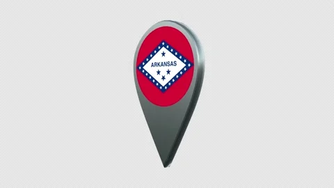 Arkansas State Flag Location Map Marker Pin With Alpha Channel Looped Stock Footage 239455529