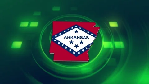 Arkansas State Map and Flag Background Stock Footage 344647658